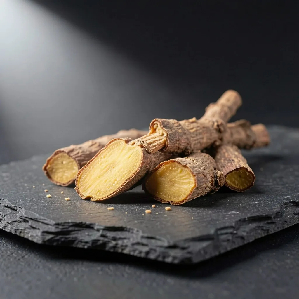 Dried rhodiola rosea root on stone
